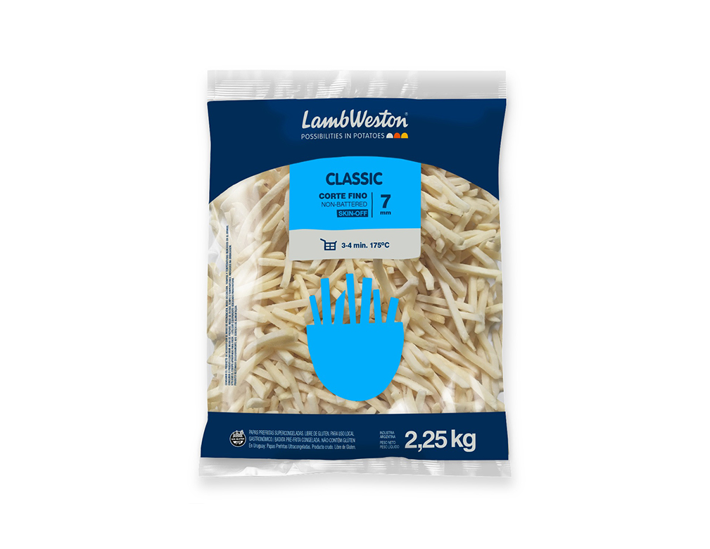 BATATA PALITO CONGELADA PRÉ FRITA 7 MM CORTE FINO LAMBWESTON 2,25 KG (CX 8 PCT)